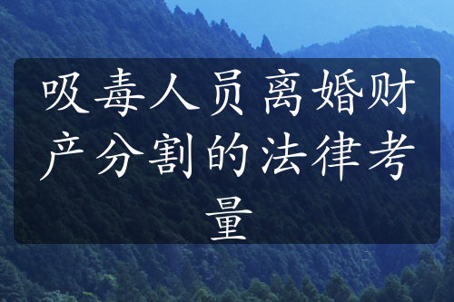 吸毒人员离婚财产分割的法律考量