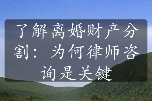 了解离婚财产分割：为何律师咨询是关键