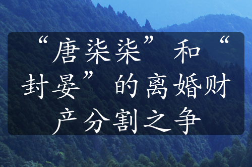 “唐柒柒”和“封晏”的离婚财产分割之争