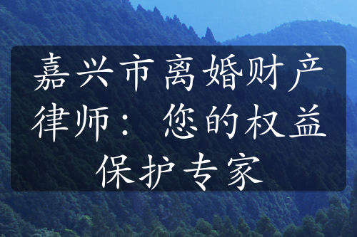 嘉兴市离婚财产律师：您的权益保护专家