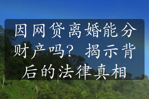 因网贷离婚能分财产吗？揭示背后的法律真相