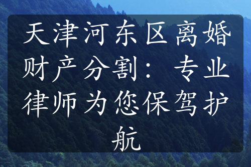 天津河东区离婚财产分割：专业律师为您保驾护航