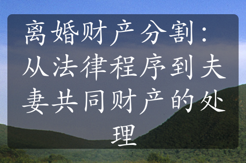 离婚财产分割：从法律程序到夫妻共同财产的处理