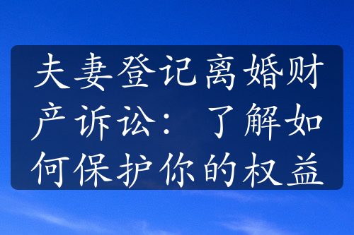 夫妻登记离婚财产诉讼：了解如何保护你的权益