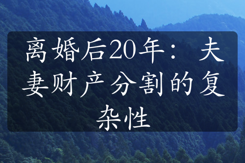 离婚后20年：夫妻财产分割的复杂性