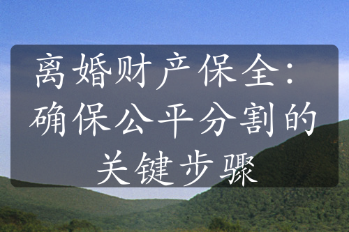 离婚财产保全：确保公平分割的关键步骤