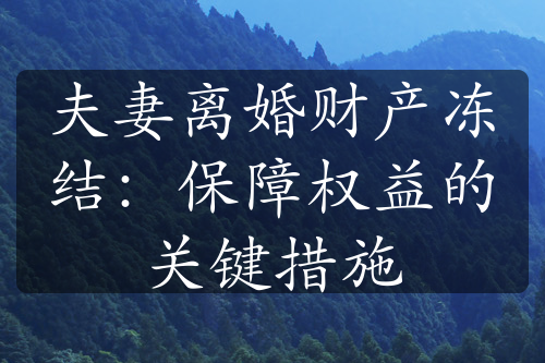 夫妻离婚财产冻结：保障权益的关键措施