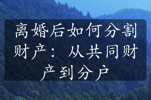 离婚后如何分割财产：从共同财产到分户