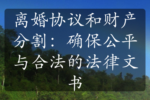 离婚协议和财产分割：确保公平与合法的法律文书