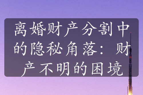 离婚财产分割中的隐秘角落：财产不明的困境