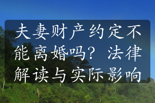 夫妻财产约定不能离婚吗？法律解读与实际影响