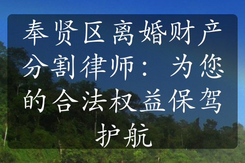 奉贤区离婚财产分割律师：为您的合法权益保驾护航