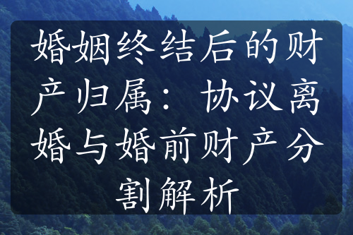 婚姻终结后的财产归属：协议离婚与婚前财产分割解析