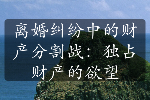 离婚纠纷中的财产分割战：独占财产的欲望