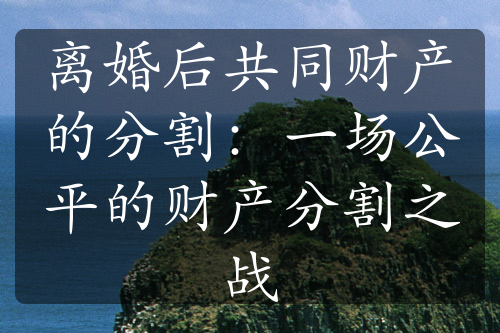 离婚后共同财产的分割：一场公平的财产分割之战