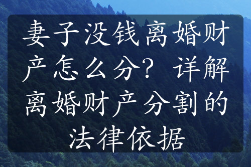 妻子没钱离婚财产怎么分？详解离婚财产分割的法律依据