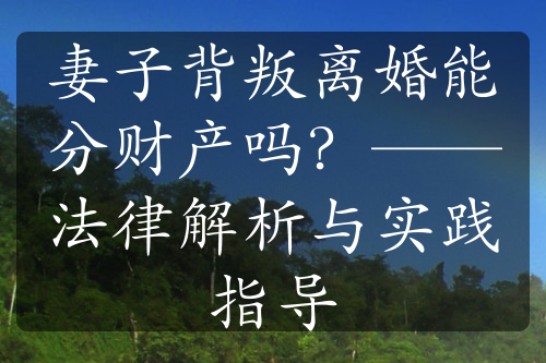 妻子背叛离婚能分财产吗？——法律解析与实践指导