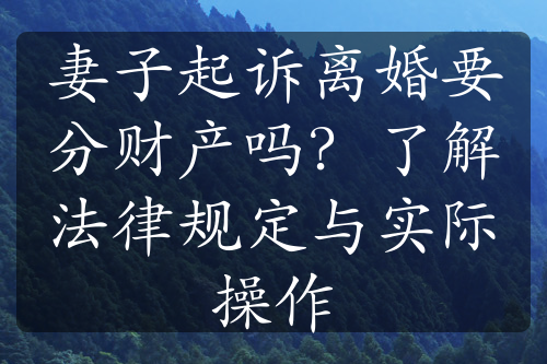 妻子起诉离婚要分财产吗？了解法律规定与实际操作