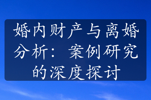 婚内财产与离婚分析：案例研究的深度探讨