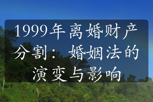 1999年离婚财产分割：婚姻法的演变与影响