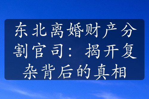 东北离婚财产分割官司：揭开复杂背后的真相