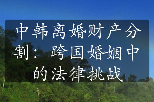 中韩离婚财产分割：跨国婚姻中的法律挑战