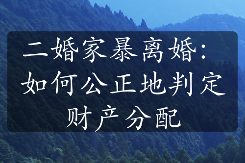 二婚家暴离婚：如何公正地判定财产分配