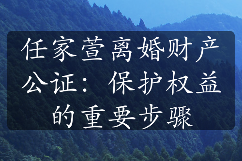 任家萱离婚财产公证：保护权益的重要步骤