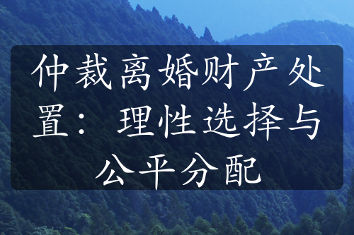 仲裁离婚财产处置：理性选择与公平分配