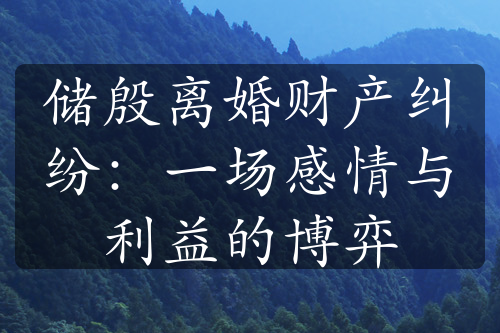 储殷离婚财产纠纷：一场感情与利益的博弈