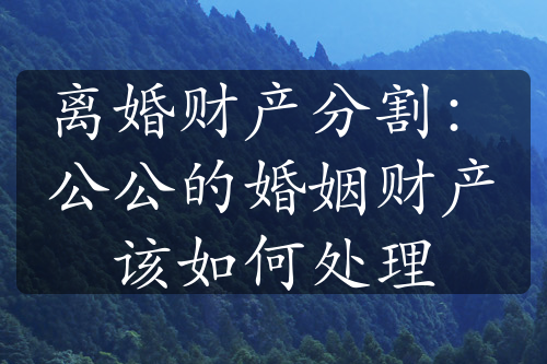 离婚财产分割：公公的婚姻财产该如何处理