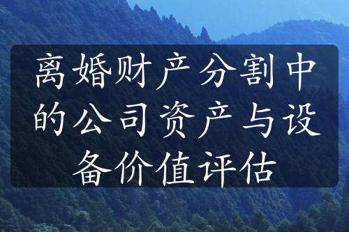 离婚财产分割中的公司资产与设备价值评估