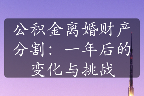 公积金离婚财产分割：一年后的变化与挑战