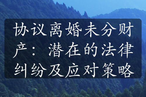 协议离婚未分财产：潜在的法律纠纷及应对策略