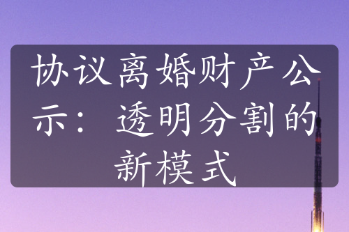 协议离婚财产公示：透明分割的新模式