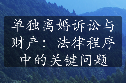 单独离婚诉讼与财产：法律程序中的关键问题