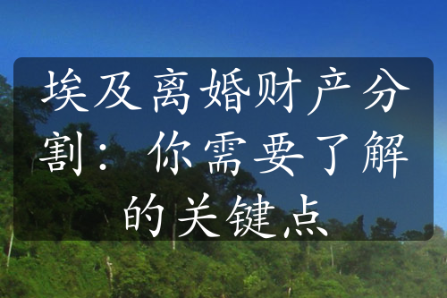 埃及离婚财产分割：你需要了解的关键点