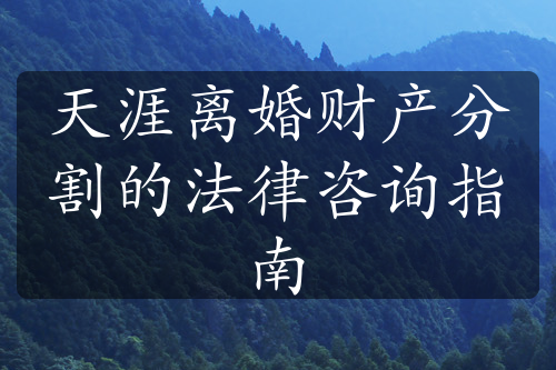 天涯离婚财产分割的法律咨询指南