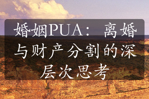 婚姻PUA：离婚与财产分割的深层次思考