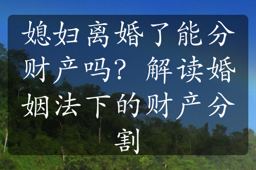 媳妇离婚了能分财产吗？解读婚姻法下的财产分割