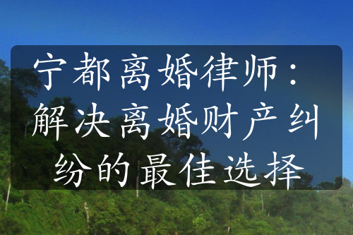 宁都离婚律师：解决离婚财产纠纷的最佳选择