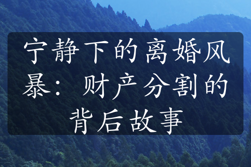 宁静下的离婚风暴：财产分割的背后故事