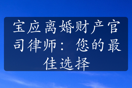 宝应离婚财产官司律师：您的最佳选择