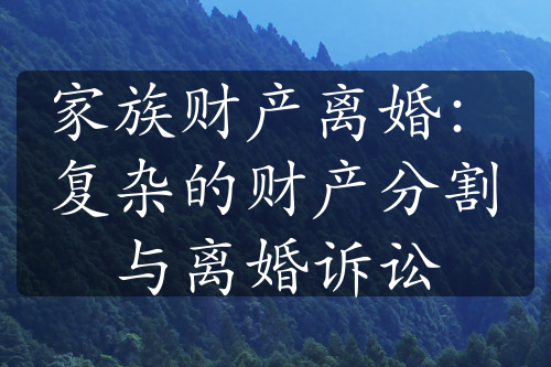 家族财产离婚：复杂的财产分割与离婚诉讼