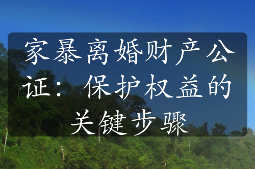 家暴离婚财产公证：保护权益的关键步骤