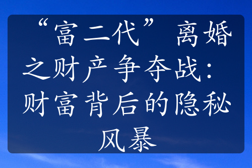 “富二代”离婚之财产争夺战：财富背后的隐秘风暴