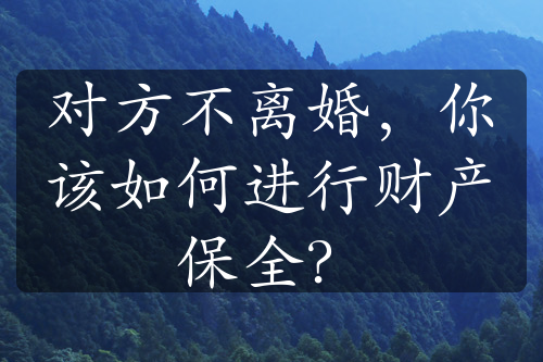 对方不离婚，你该如何进行财产保全？