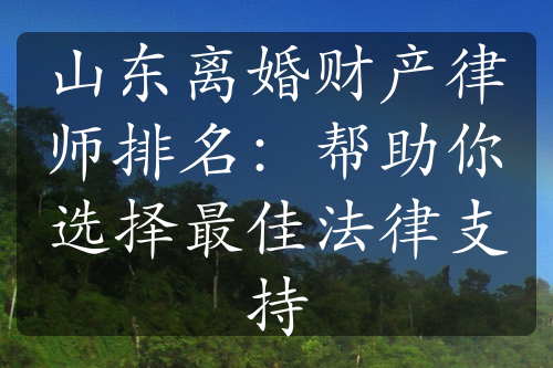 山东离婚财产律师排名：帮助你选择最佳法律支持