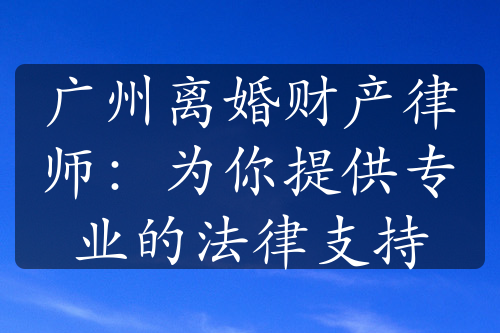 广州离婚财产律师：为你提供专业的法律支持