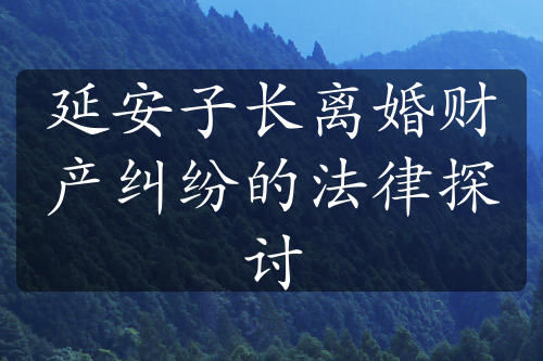 延安子长离婚财产纠纷的法律探讨